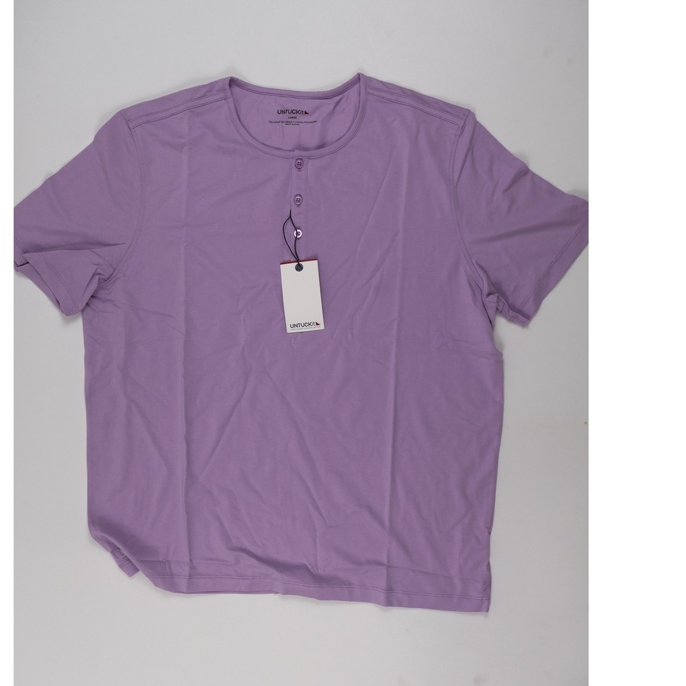 UNTUCKit Henley Shirt Gara Light Purple Large Cotton Tencel NWT